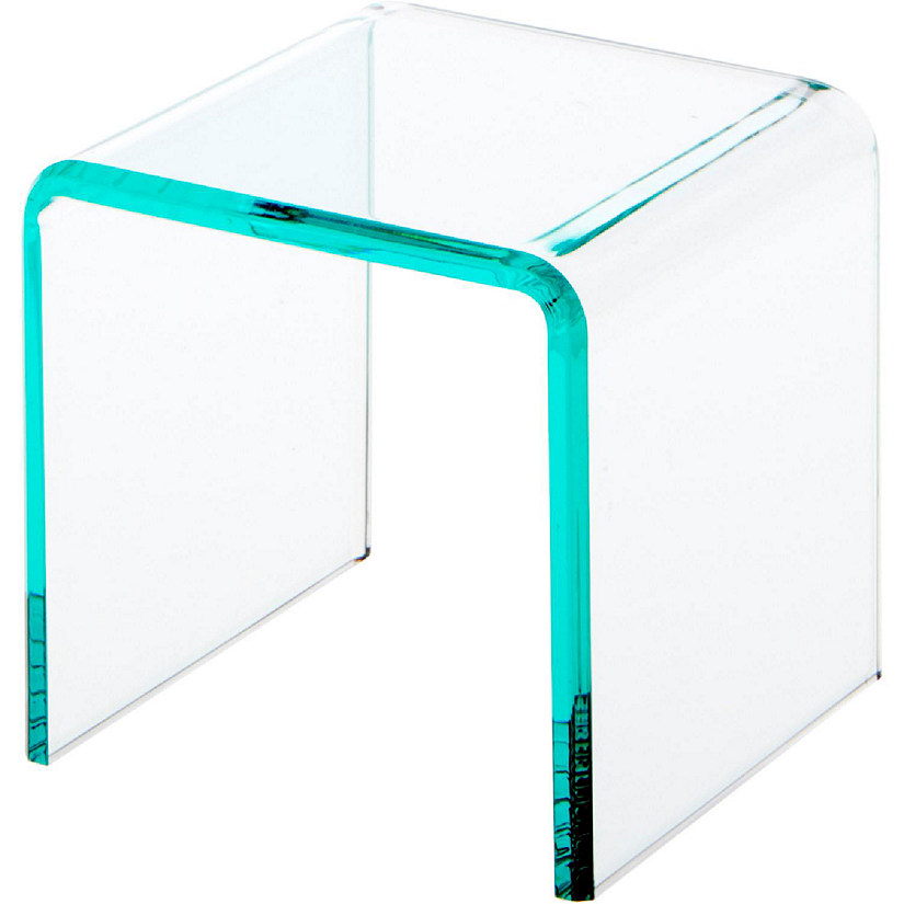 Plymor Clear Acrylic "Green Glass-Look Beveled Edge" Display Riser 4" x 4" x 4" (1/4" thick) (2 Pack) Image
