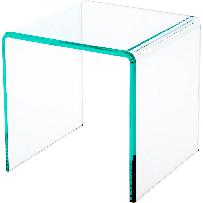 Plymor Clear Acrylic "Green Glass-Look Beveled Edge" Display Riser 6" x 6" x 6" (1/4" thick) (2 Pack) Image