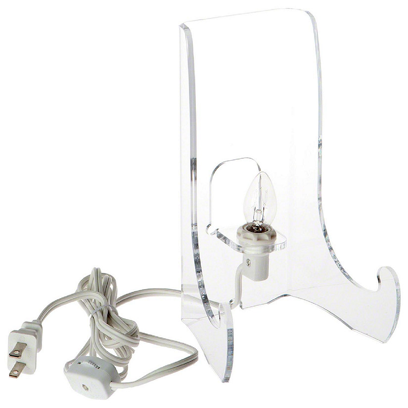 Plymor Clear Acrylic Lighted Flat Back Easel With Shallow Support Ledges, 7.5" H x 5.375" W x 4.25" D Image