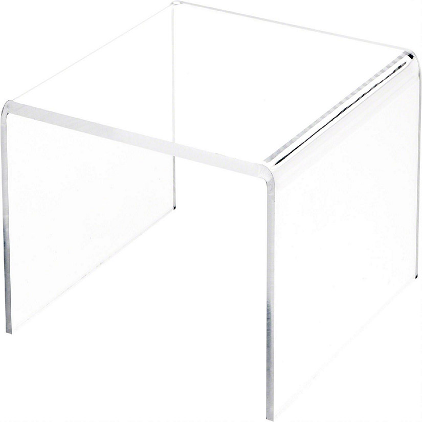 Plymor Clear Acrylic Short Square Display Riser, 4" H x 8" W x 8" D (1/4" thick) (2 Pack) Image