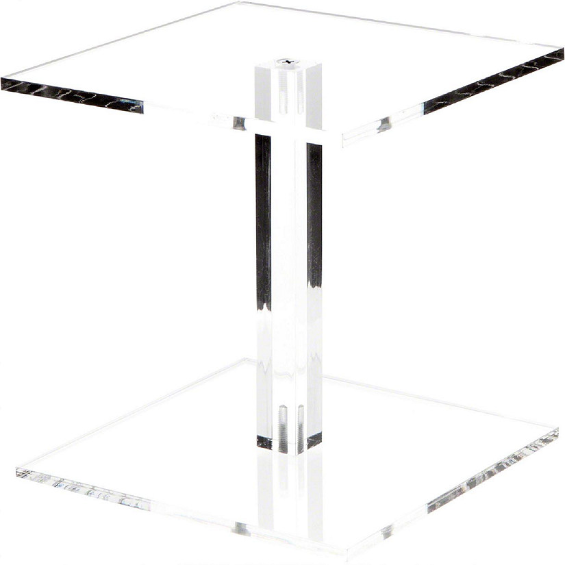Plymor Clear Acrylic Square Barbell Pedestal Display Riser 6.5 inches (Height) x 6 inches (Width) x 6 inches (Depth) (1/4 inches thick) (2 Pack) Image