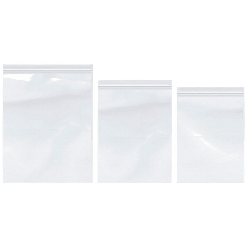 Plymor Heavy Duty Plastic Reclosable Zipper Bags, 4 Mil Variety Pack, 9 x 12 (100), 10 x 13 (100), 12 x 15 (100)