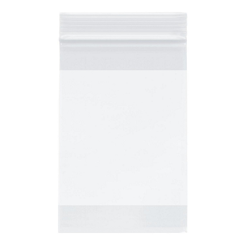 Plymor Heavy Duty Plastic Reclosable Zipper Bags With White Block, 4 Mil, 4" x 6" (Pack of 100) Image