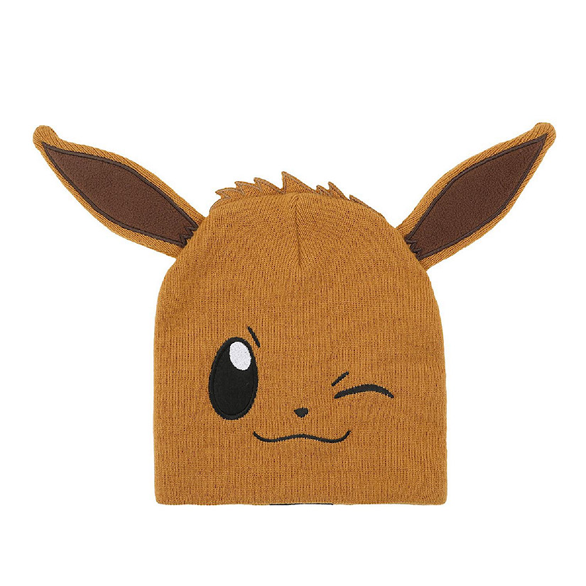 Pok&amp;#233;mon Eevee Big Face Brown Cuffless Beanie Image