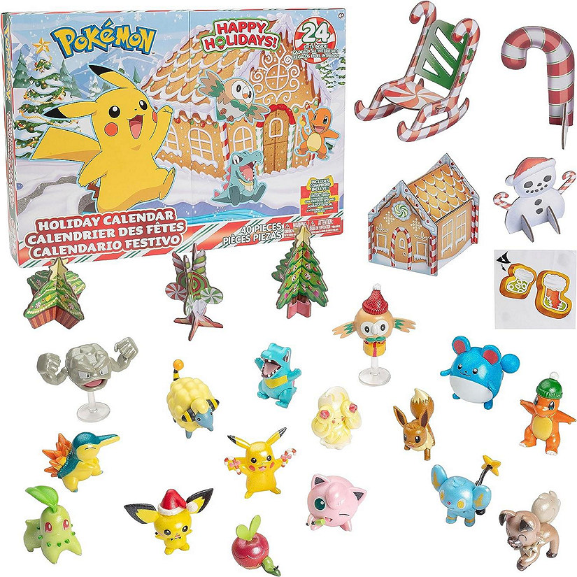 Pokemon 2023 Holiday Advent Calendar for Kids, 24 Piece Gift Playset - Set Includes Pikachu, Eevee, Jigglypuff and More Image