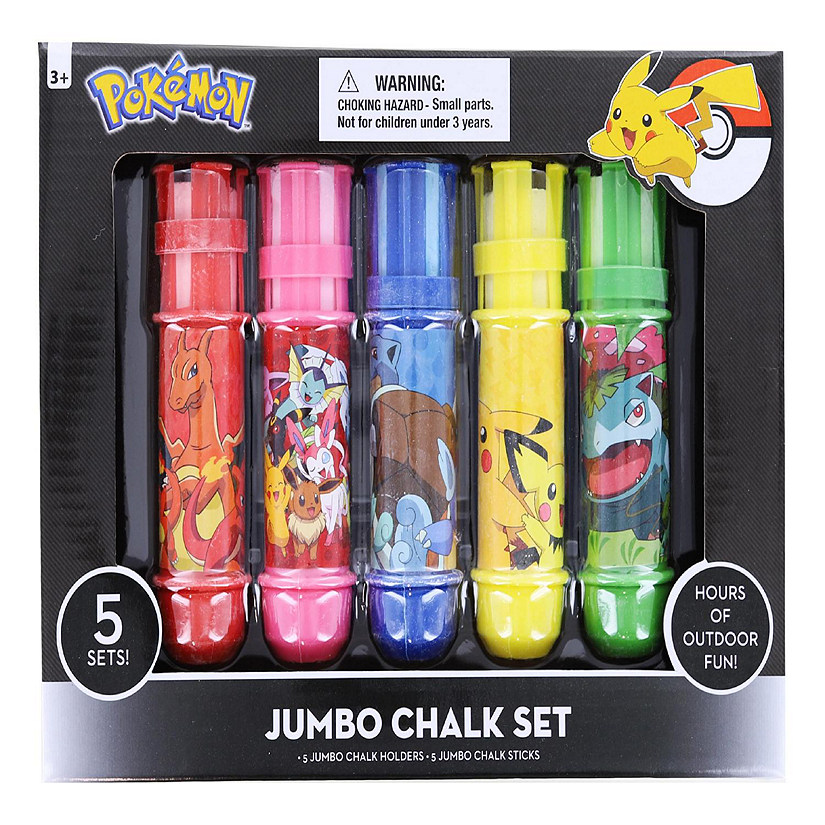 Pokemon 5 Pack Jumbo Sidewalk Chalk with Holders Image