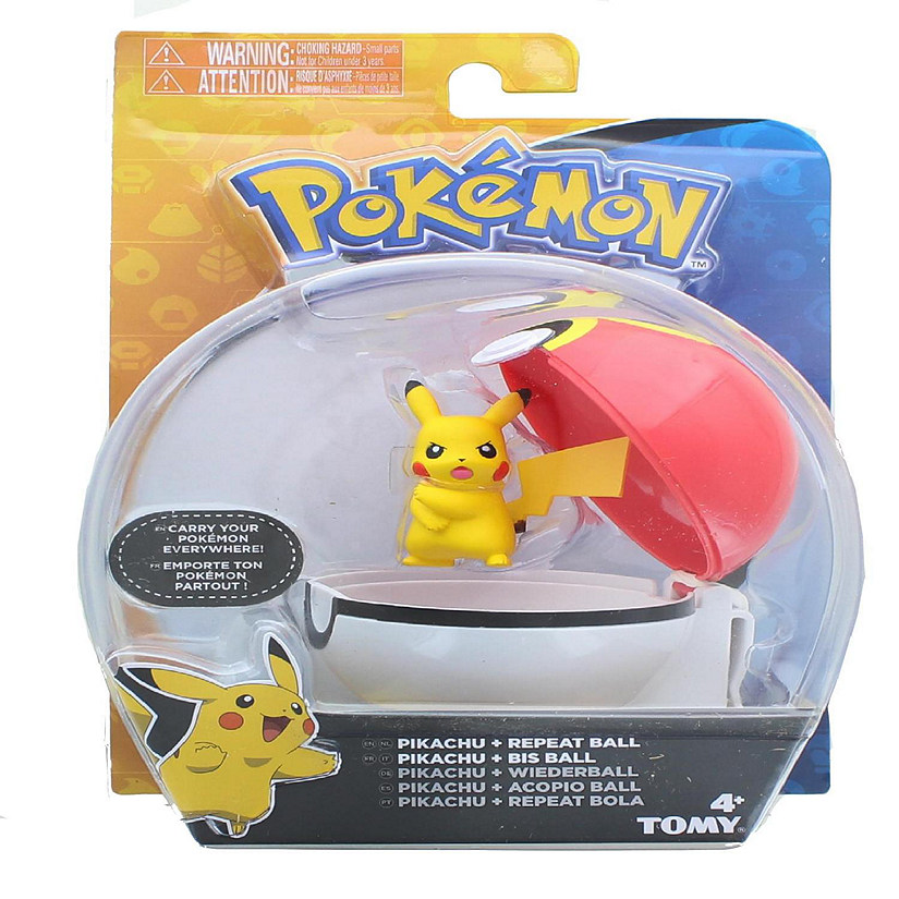 Pokemon Clip and Carry Poke Ball  2 Inch Pikachu and Repeater Ball Image