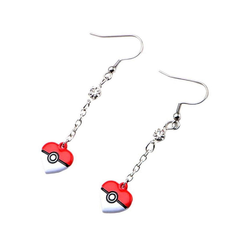 Pokemon Heart Shaped Pokeball Dangle Earrings Image
