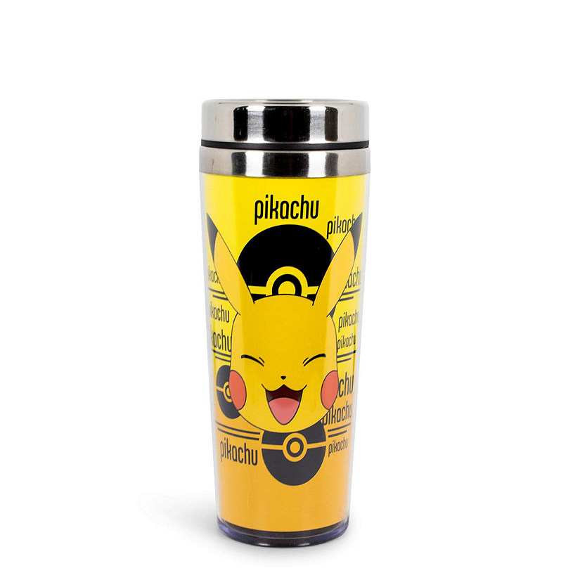 Pokemon Pikachu 16oz Insulated Travel Coffee Mug Tumbler w/ Non-Spill Metal Lid Image