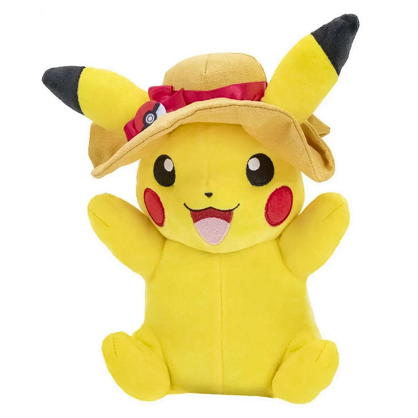 Pokemon Pikachu with Sun Hat 8-Inch Plush Image
