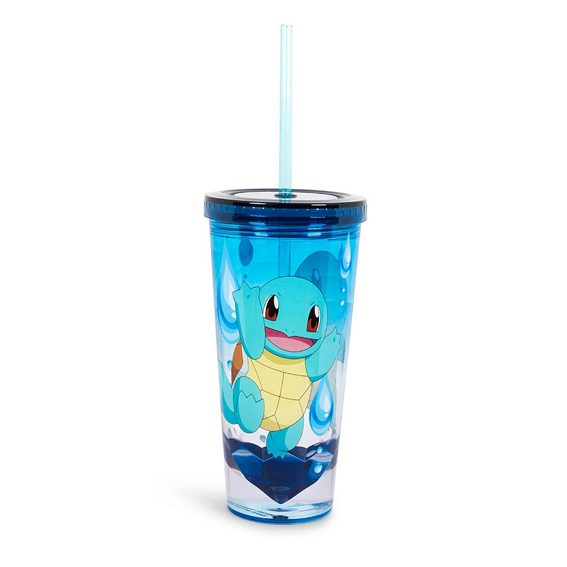 Pokemon Squirtle 16oz Plastic Carnival Cup Tumbler with Lid and Reusable Straw Image