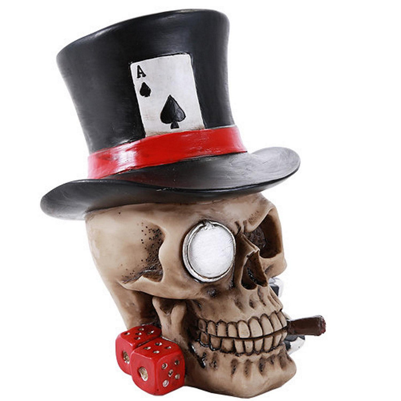 Poker Skull with Top Hat Figurine New Image