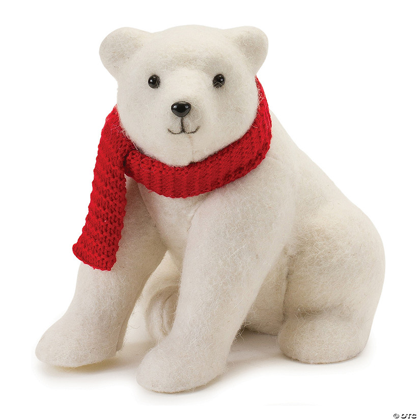 Polar Bear With Scarf  (Set Of 2) 8.5"L X 10"H Foam/Polyester Image