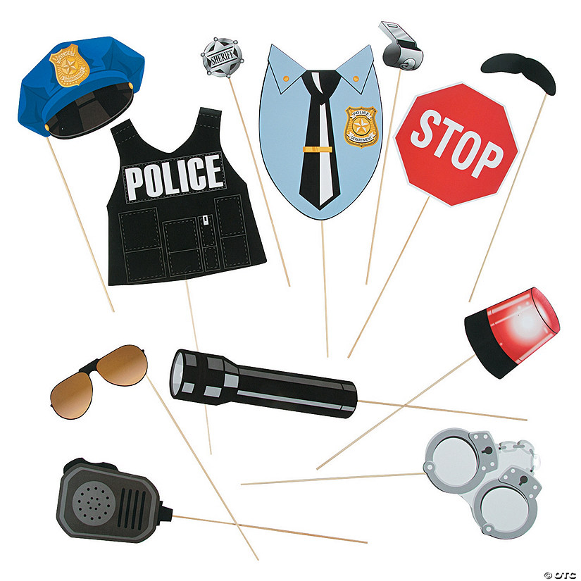 Police Party Photo Stick Props- 12 Pc. Image