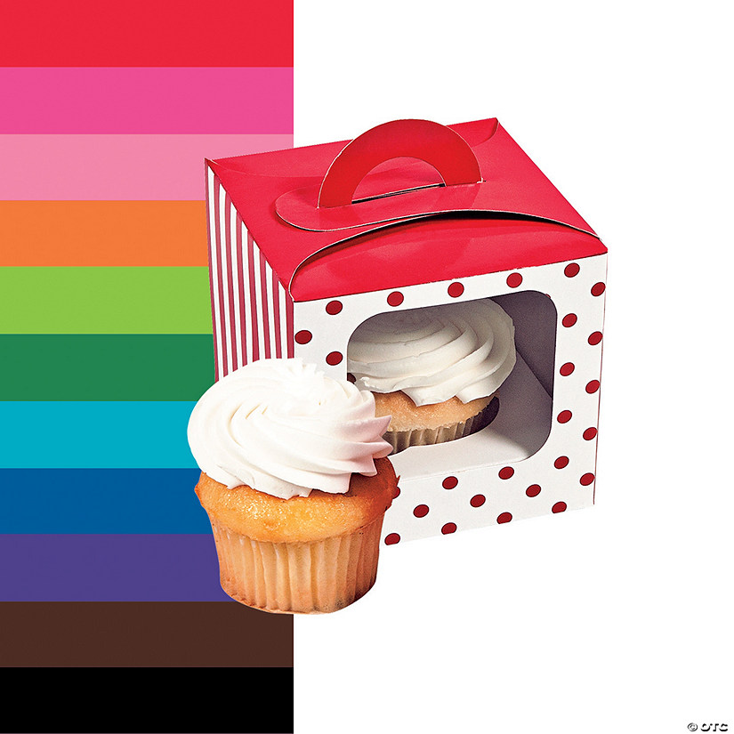 Polka Dot Cupcake Box with Handle - 12 Pc. Image