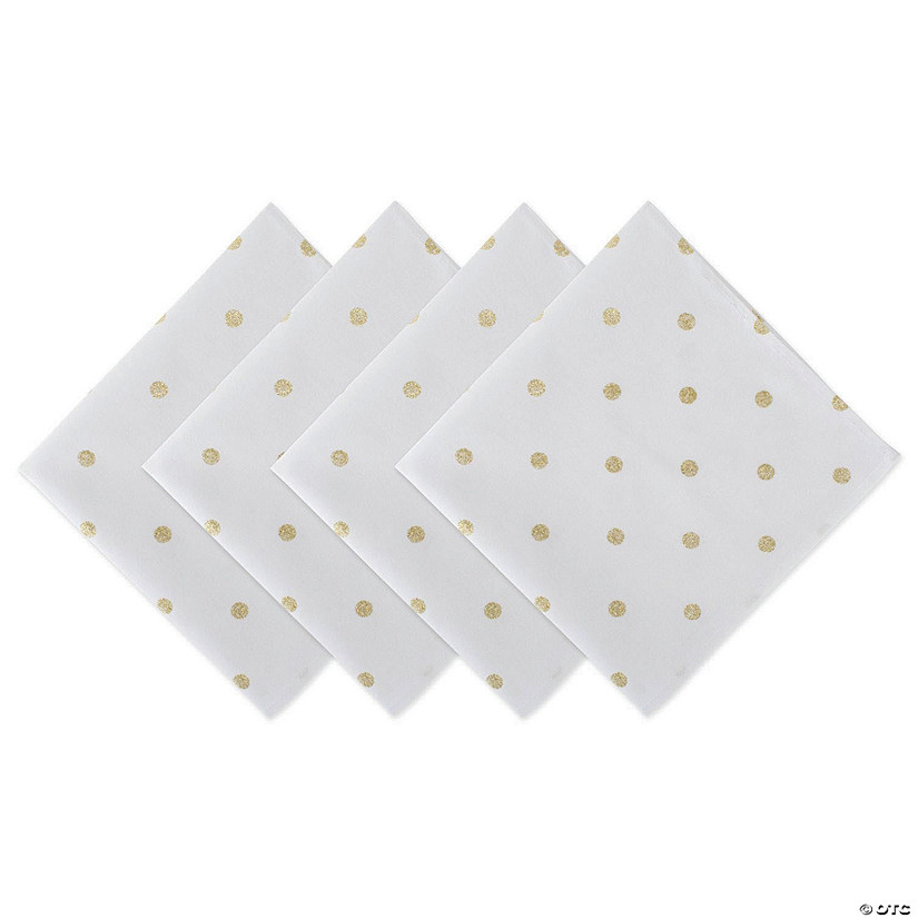 Polka Dot Napkin(Set Of 4) White/Gold Metallic Image