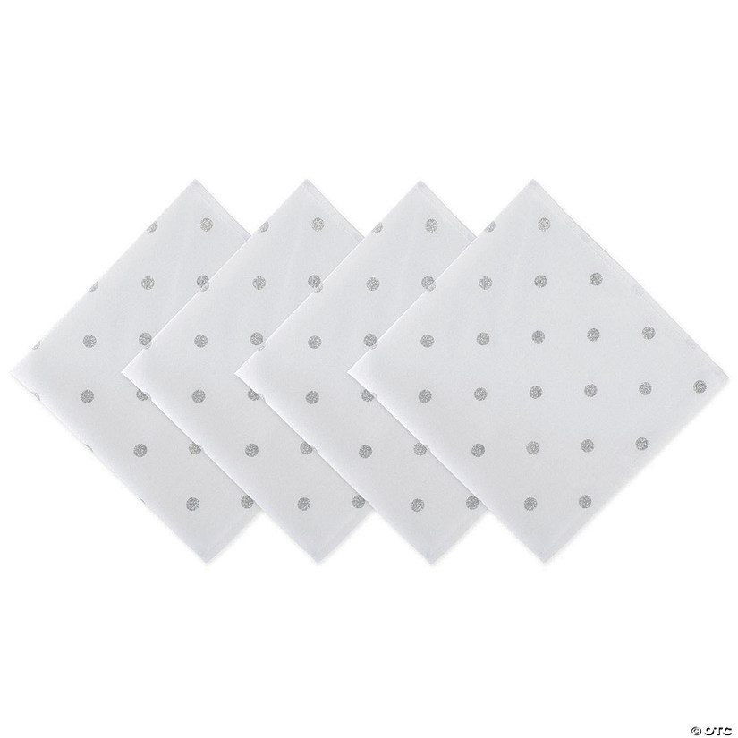 Polka Dot Napkin(Set Of 4) White/Silver Metallic Image