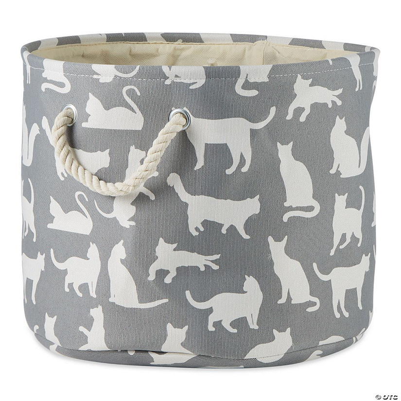 Polyester Pet Bin Cats Meow Gray Round Small 9X12X12 Image