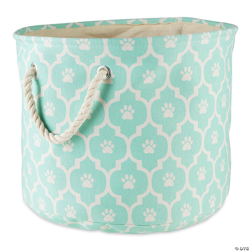 Polyester Pet Bin Lattice Paw Aqua Round Medium Image