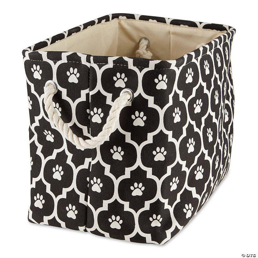 Polyester Pet Bin Lattice Paw Black Rectangle Medium Image