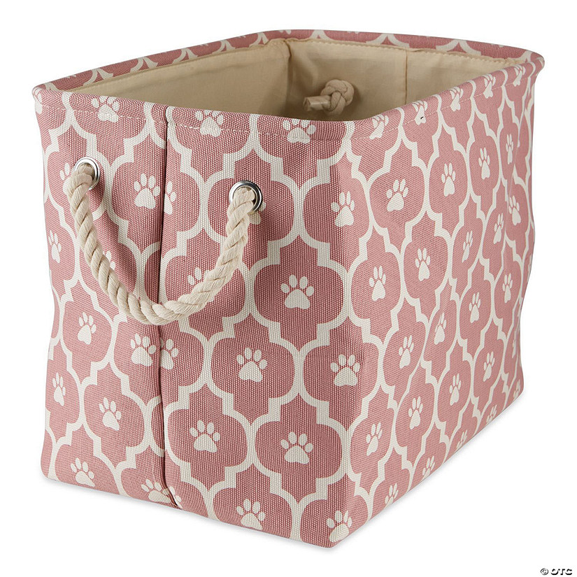 Polyester Pet Bin Lattice Paw Rose Rectangle Medium Image