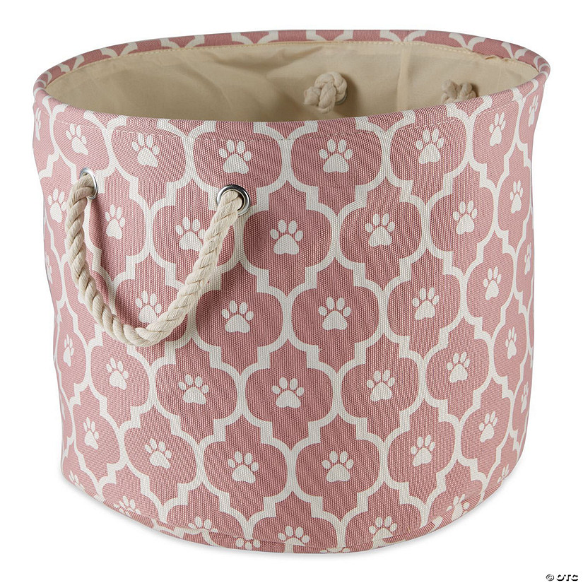 Polyester Pet Bin Lattice Paw Rose Round Small Image