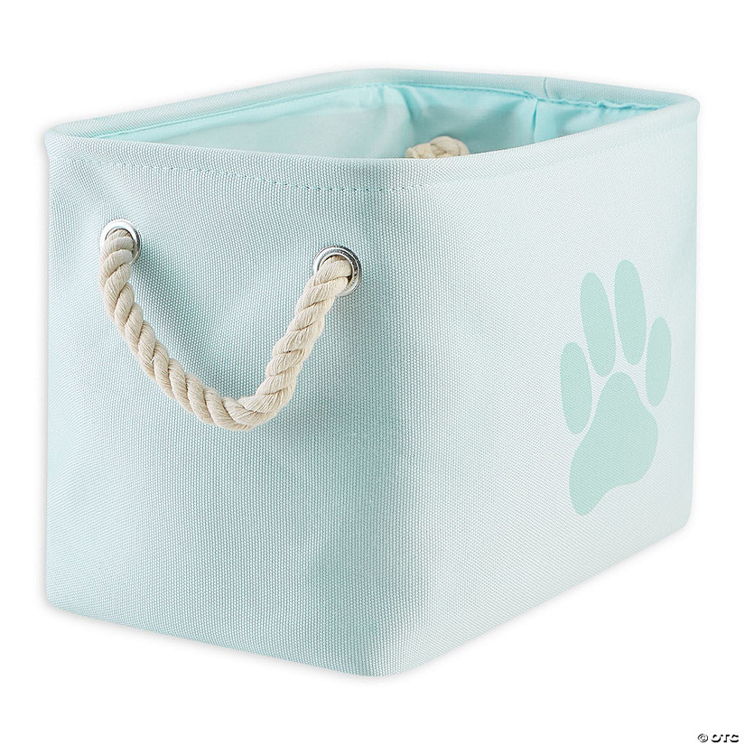 Polyester Pet Bin Paw Aqua Rectangle Small 14X8X9 Image