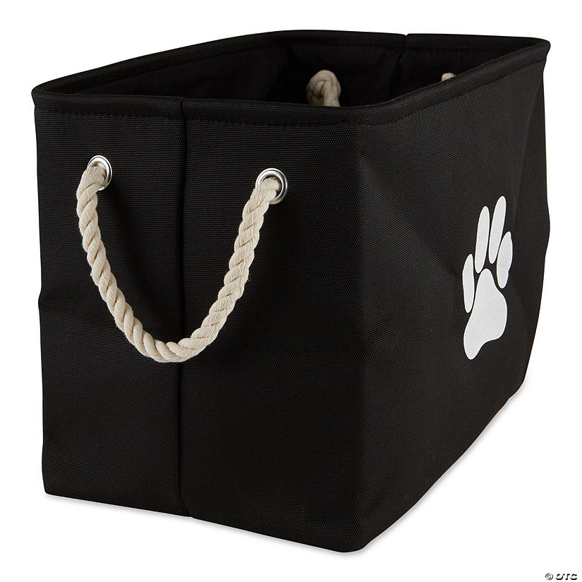 Polyester Pet Bin Paw Black Rectangle Small Image