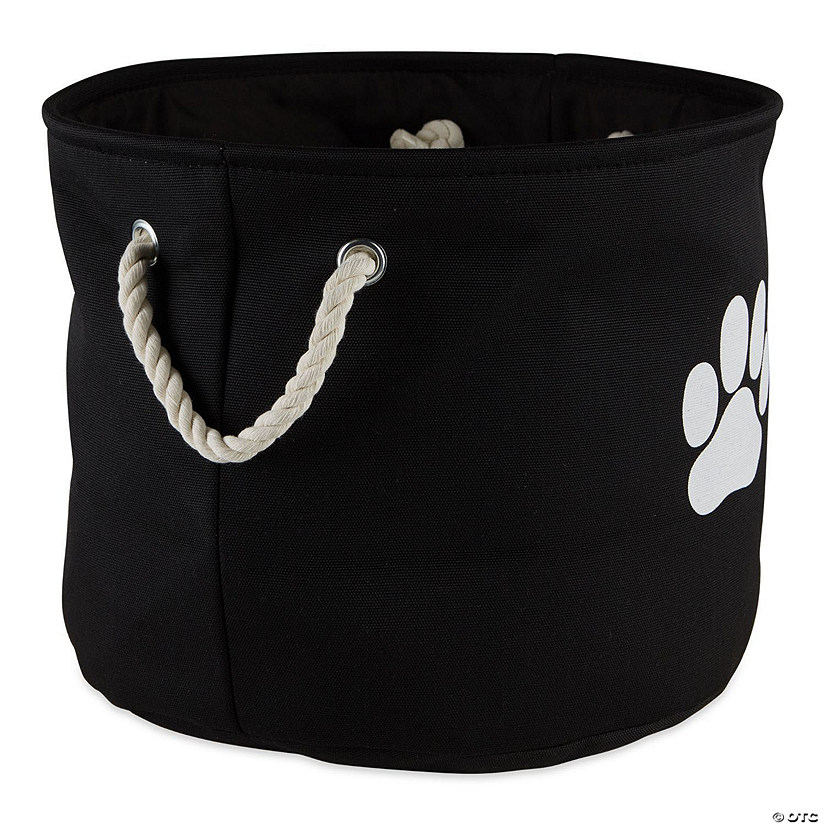 Polyester Pet Bin Paw Black Round Medium Image