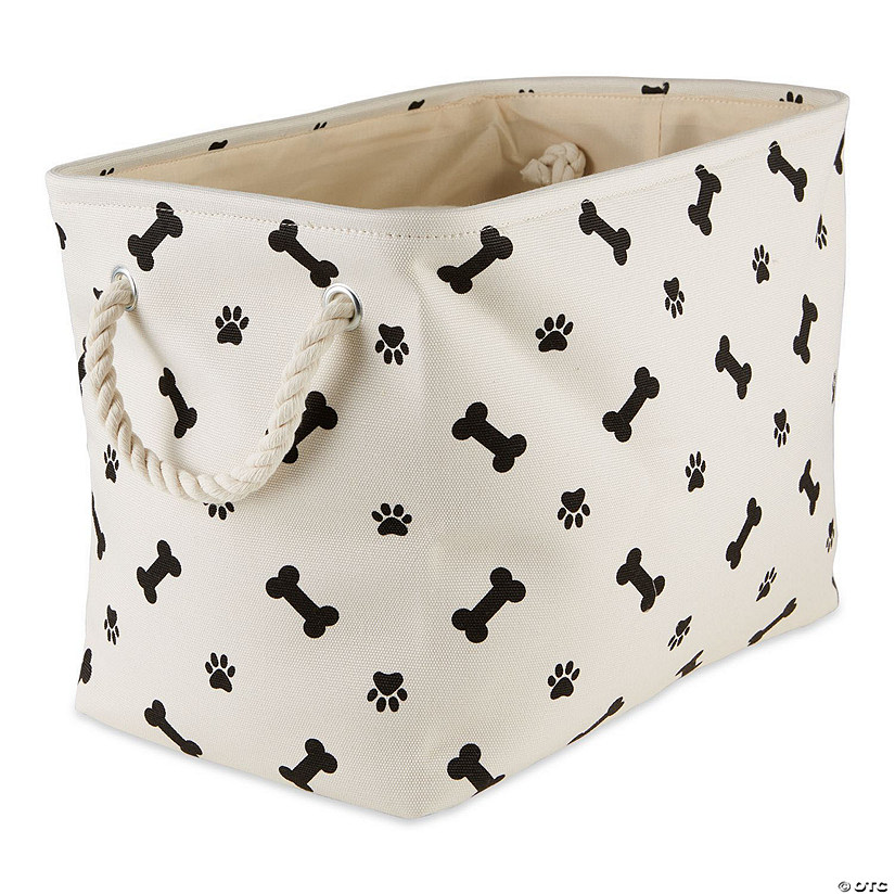 Polyester Pet Bin Paw-Bone Black Rectangle Small Image