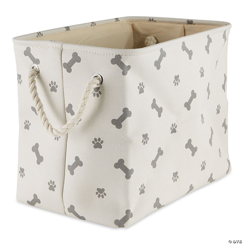 Polyester Pet Bin Paw-Bone Gray Rectangle Large Image