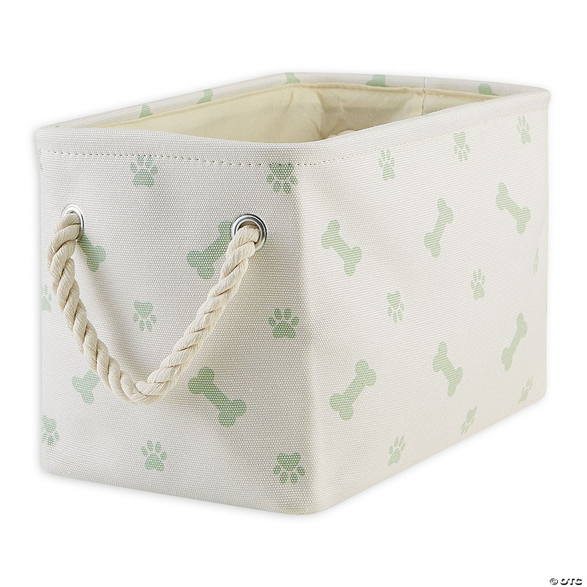Polyester Pet Bin Paw-Bone Mint Rectangle Small 14X8X9 Image