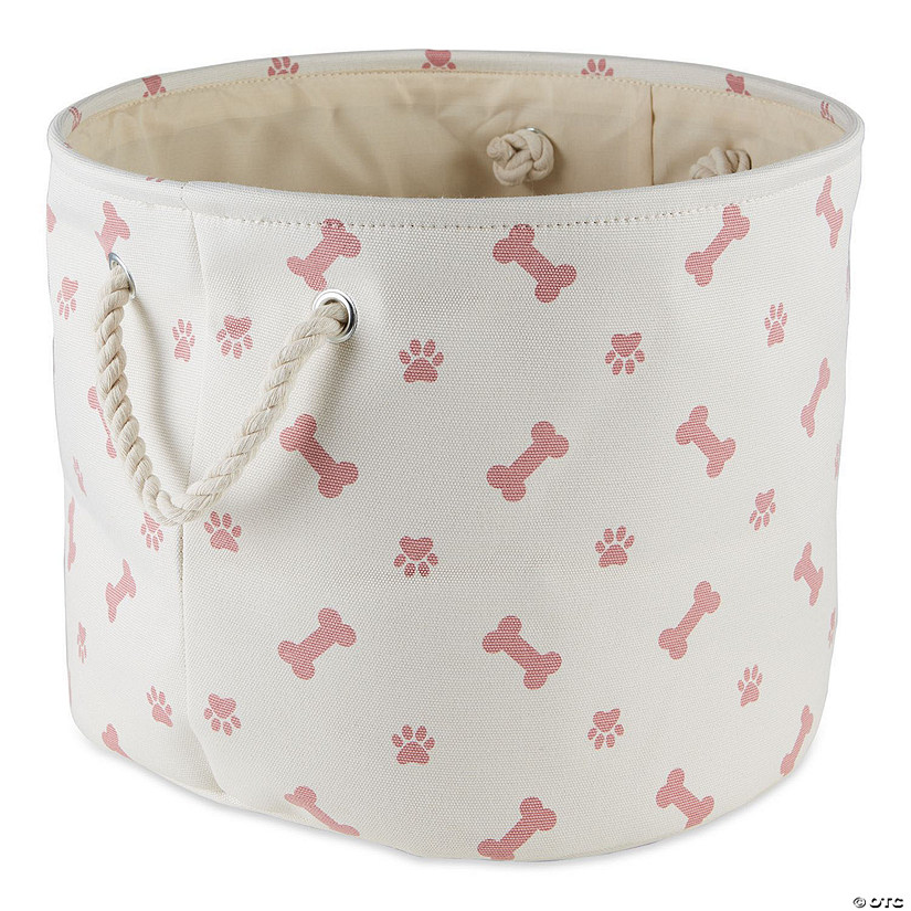 Polyester Pet Bin Paw-Bone Rose Round Medium Image