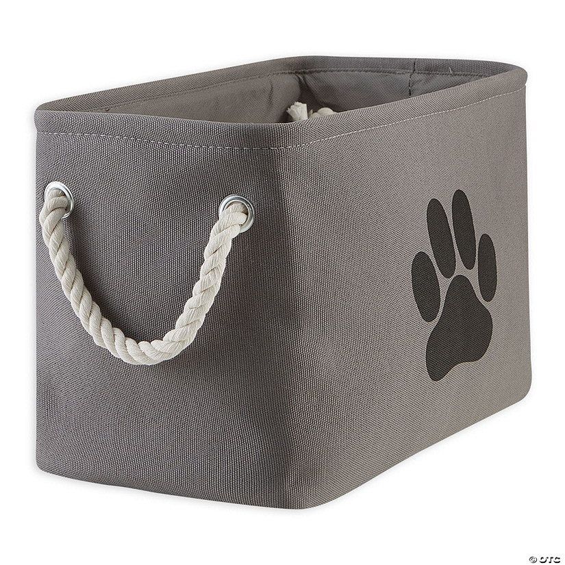 Polyester Pet Bin Paw Gray Rectangle Small 14X8X9 Image