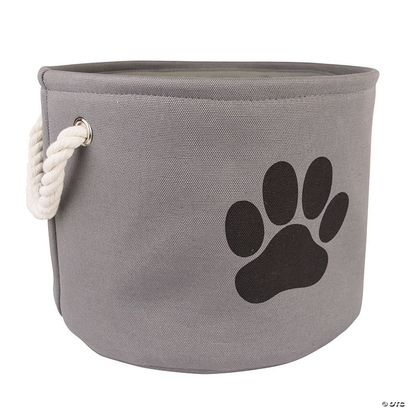 Polyester Pet Bin Paw Gray Round Medium 12X15X15 Image