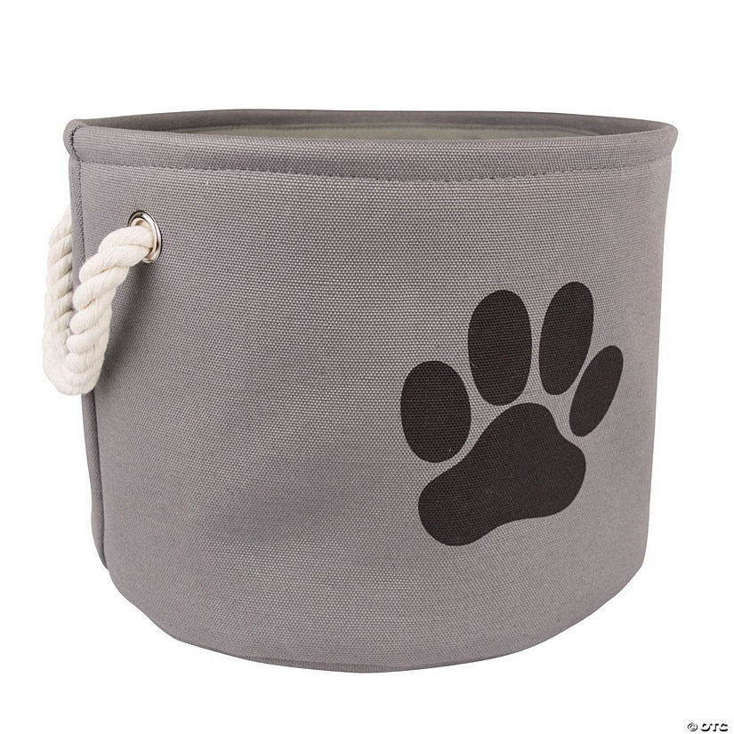 Polyester Pet Bin Paw Gray Round Small 9X12X12 Image