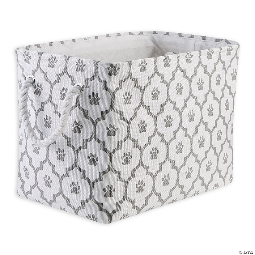 Polyester Pet Bin Paw Lattice Gray Rectangle Medium 16X10X12 Image