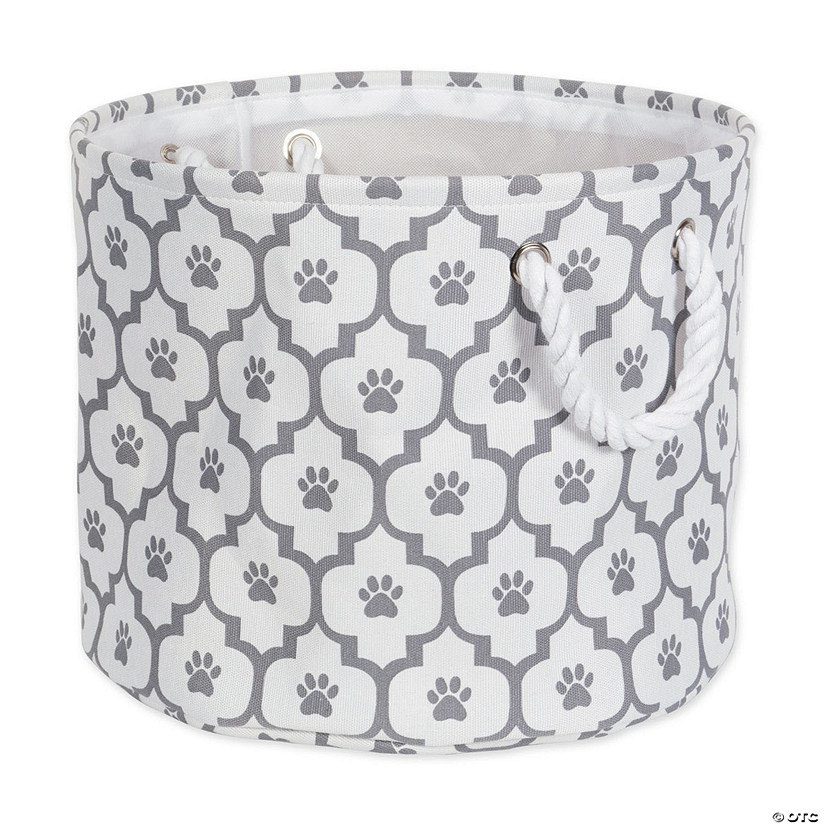 Polyester Pet Bin Paw Lattice Gray Round Small 9X12X12 Image