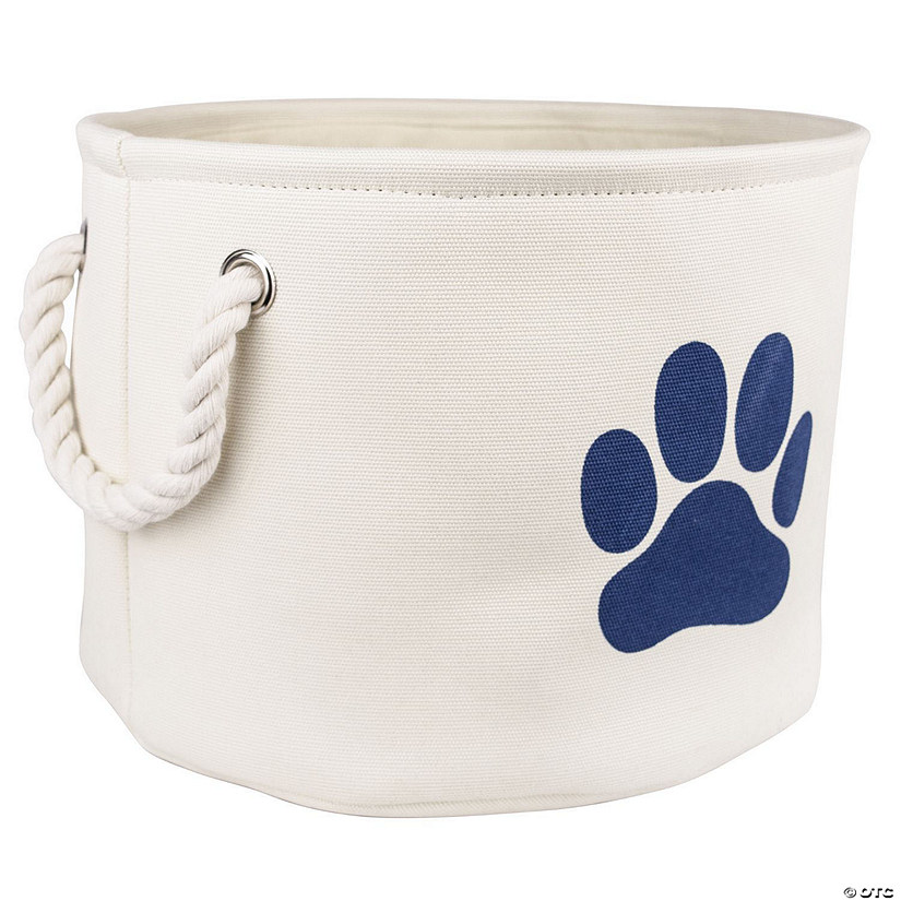 Polyester Pet Bin Paw Off White Round Medium 12X15X15 Image