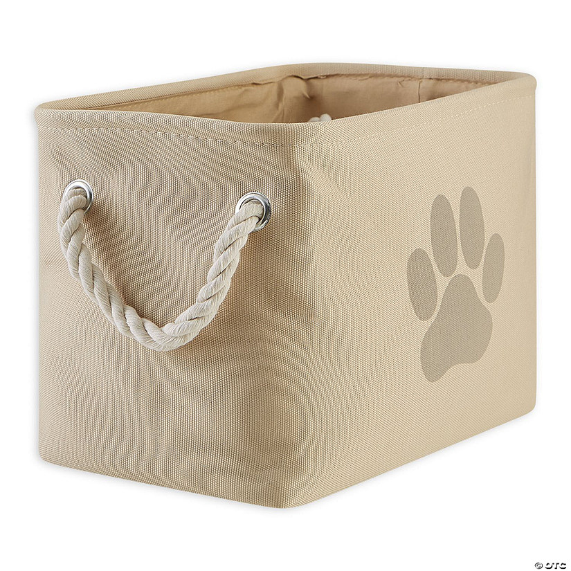 Polyester Pet Bin Paw Taupe Rectangle Small 14X8X9 Image
