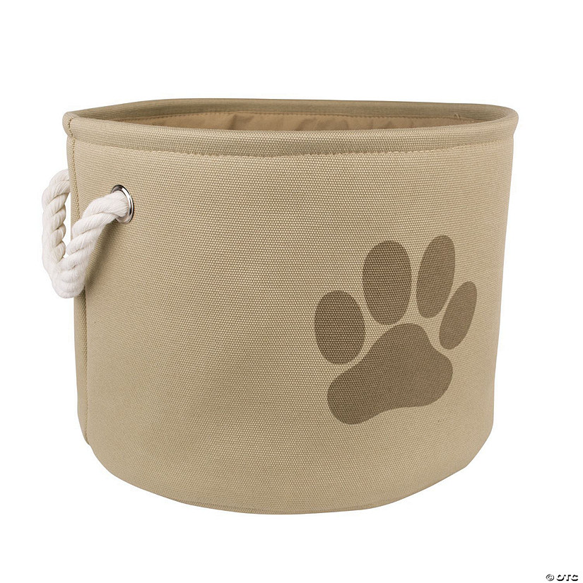 Polyester Pet Bin Paw Taupe Round Small 9X12X12 Image