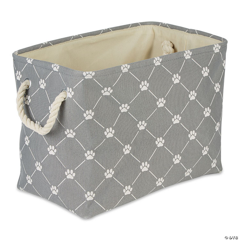 Polyester Pet Bin Trellis Paw Gray Rectangle Small Image