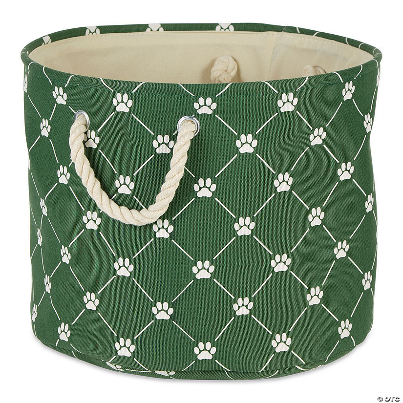 Polyester Pet Bin Trellis Paw Hunter Green Round Small 9X12X12 Image