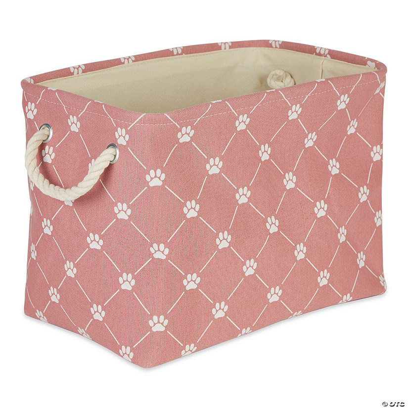 Polyester Pet Bin Trellis Paw Rose Rectangle Medium Image