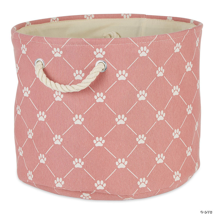 Polyester Pet Bin Trellis Paw Rose Round Large Image