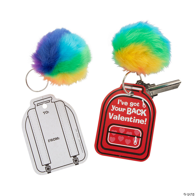 Pom-Pom Keychain Valentine Exchanges with Backpack Card for 12 Image