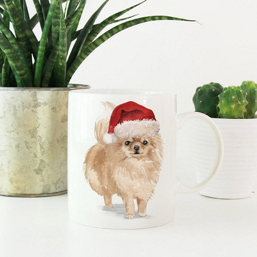 Pomeranian Santa Hat Ceramic Mug Image