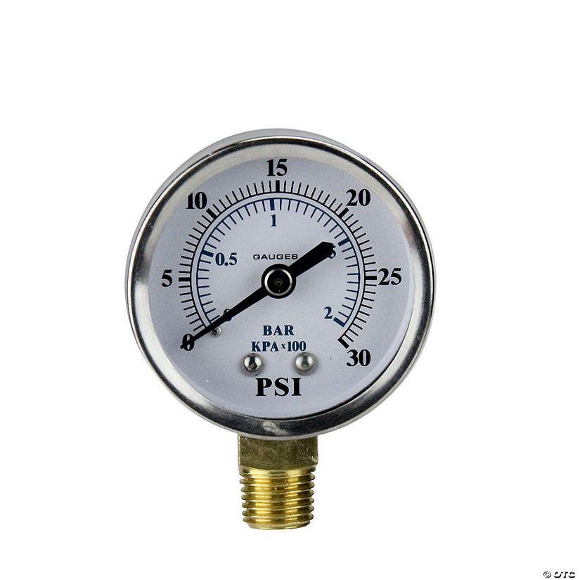 Pool Central 2.75" (50mm) Silver and White Side Mount Stainless Steal Pressure Gauge Image