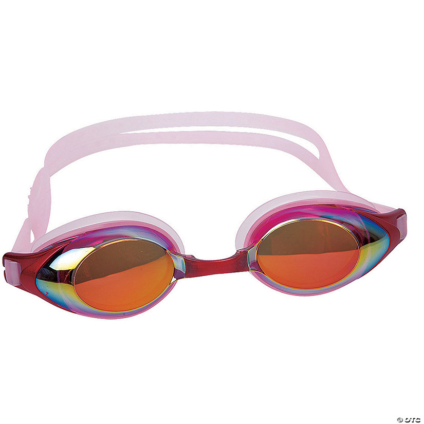 Pool Central 7" Pink Mirrored Competition Swimming Goggles Image