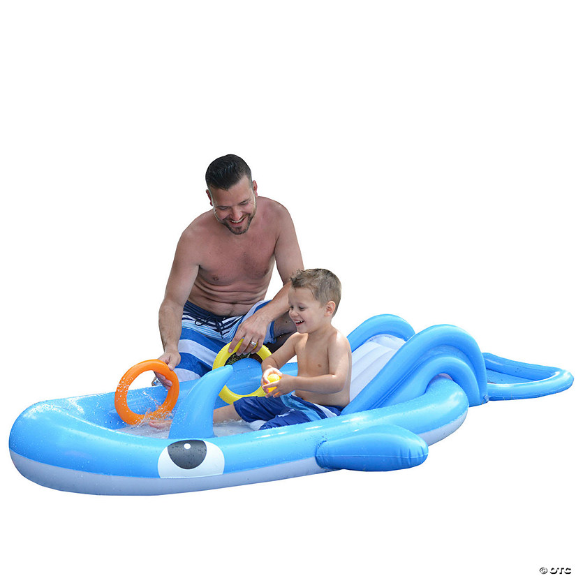 Pool Central 7ft Inflatable Childrens Whale Shaped Interactive Play Pool Image